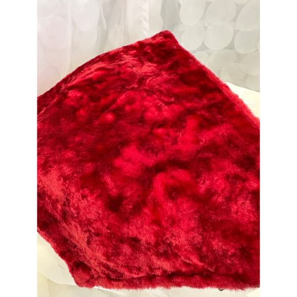 Vintage 60’s Christmas Needlepoint Pillow COVER Poinsettia Red Velvet FOLK ART - Picture 6 of 6